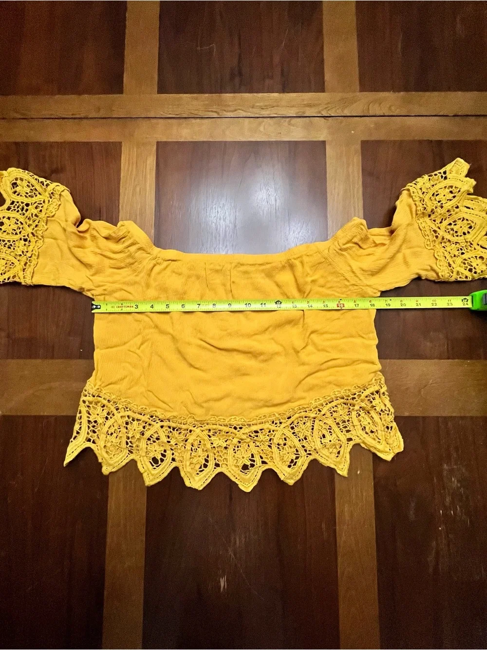 Crazy Train Yellow Off The Shoulder Boho Crochet Top Size Medium